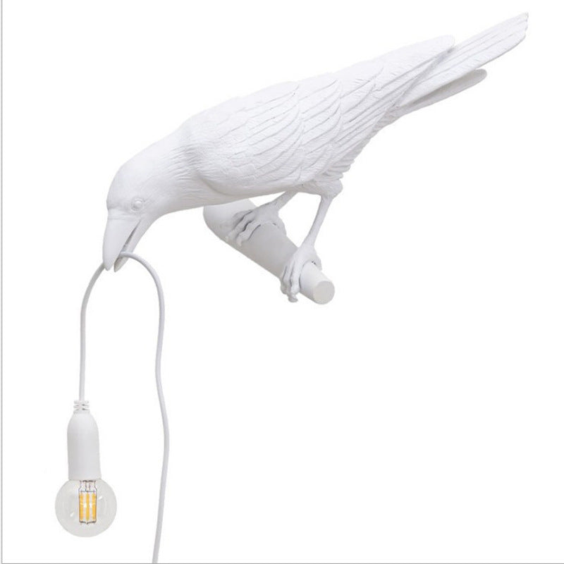 跨境款吉祥鸟树脂壁灯北欧简约创意床头小夜灯动物装摆饰小鸟台灯