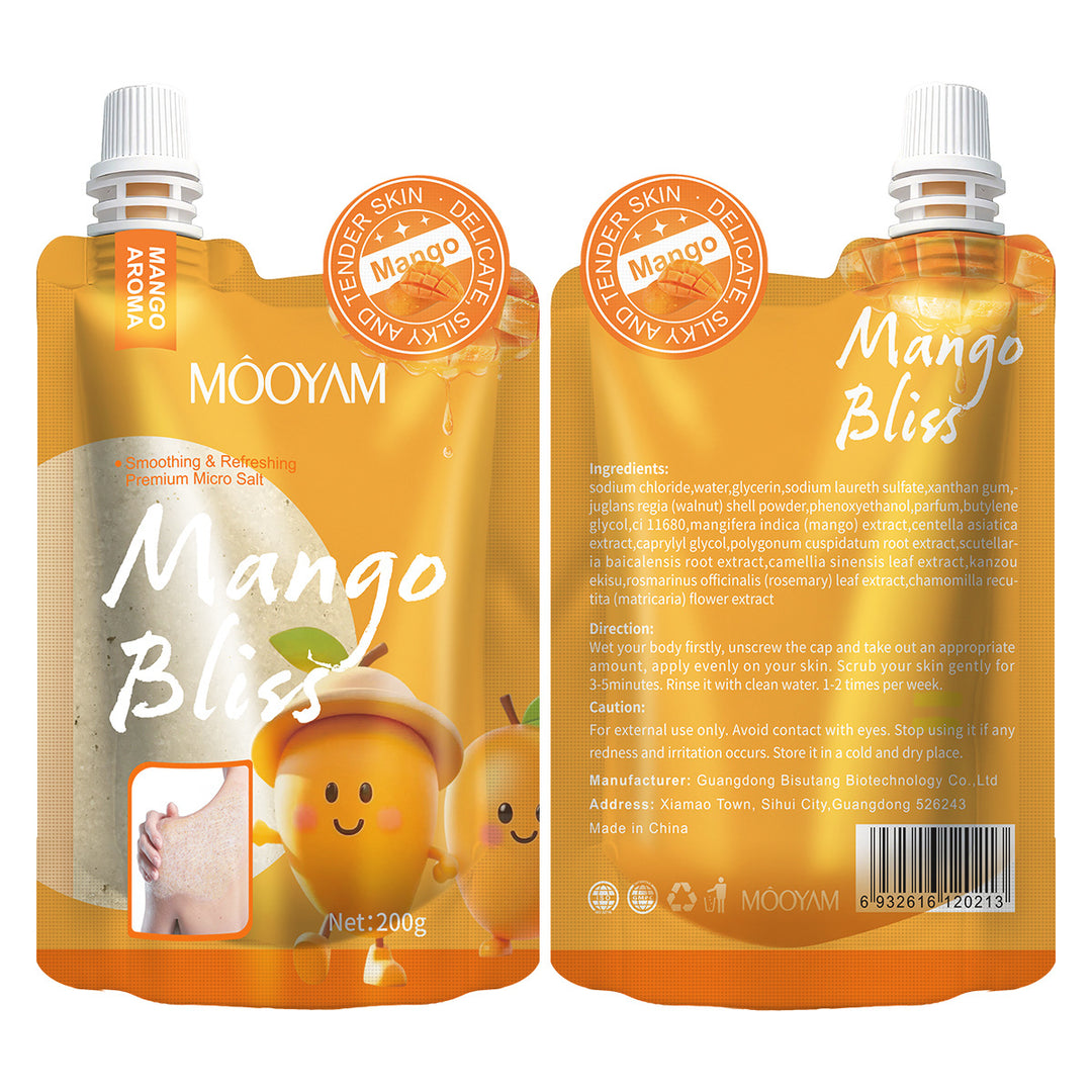 外贸全英文Mango Bath Salt Scrub去角质光滑肌肤芒果浴盐磨砂膏