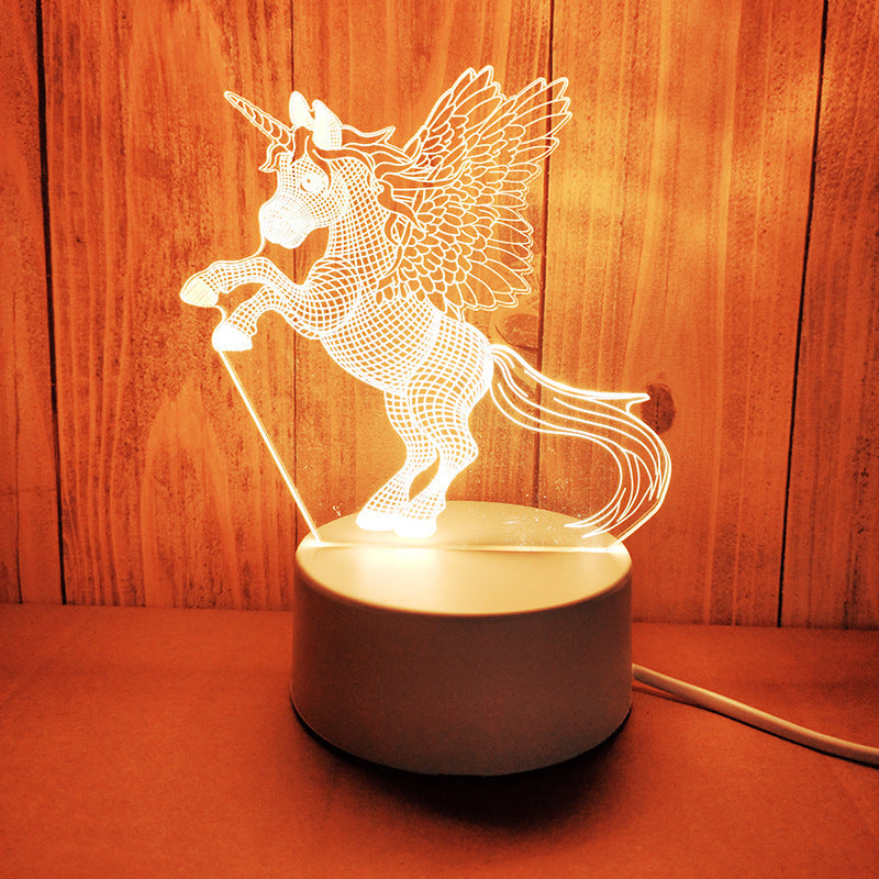 批发3D小夜灯 USB儿童卡通圣诞礼物小夜灯手写亚克力七彩遥控台灯