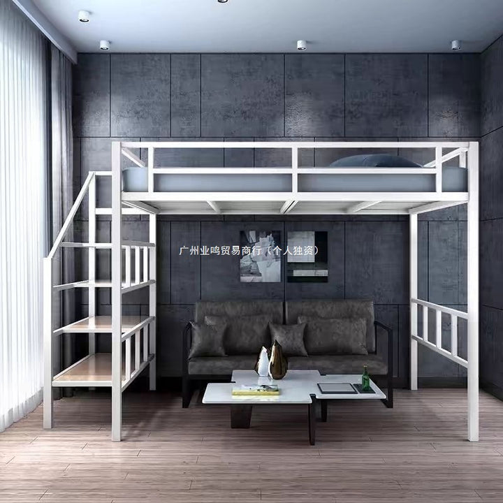 Loft Iron Art Bunk Bed – Nordic Style Double Bedroom Bed for Adults