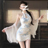 Sleeveless Qipao Mini Dress – Elegant Floral Print Bodycon Short Dress