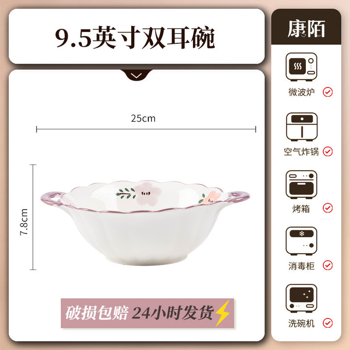 Thick Bowl & Plate Home Premium Design Underglaze Ceramic Tableware Wholesale Cute Women