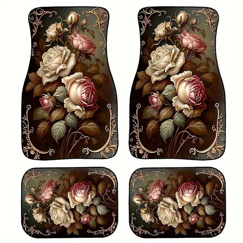 Vintage Car Foot Mat Carpet 4 Piece Set Stain Resistant Floor Mat TEMUFoot Mat Wholesale