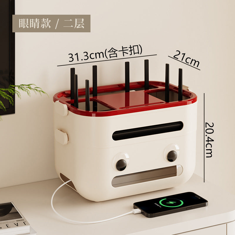 wifi路由器收纳盒家用客厅电源插座排插无线光猫机顶盒整理置物盒