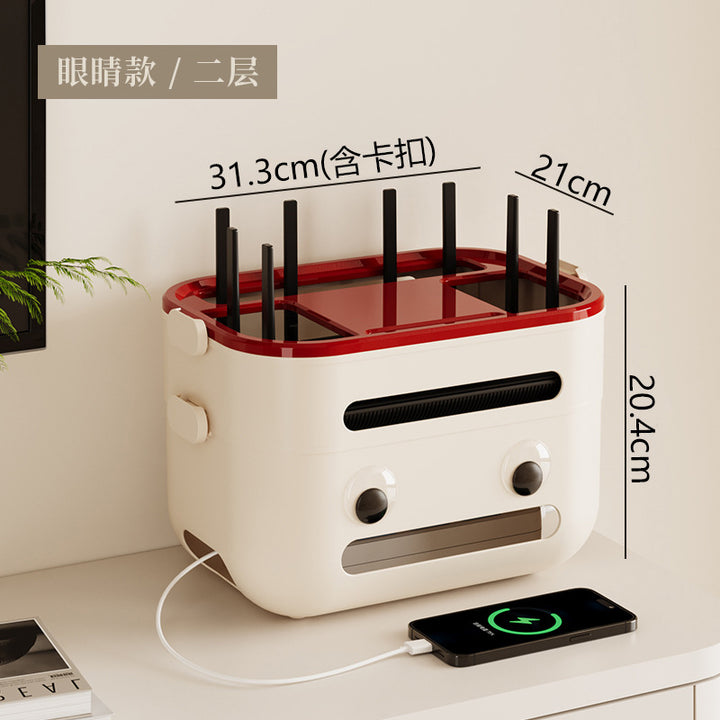 wifi路由器收纳盒家用客厅电源插座排插无线光猫机顶盒整理置物盒