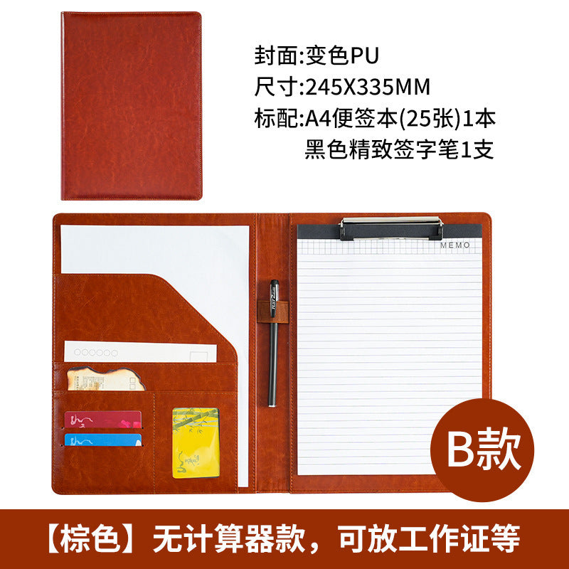 A 4 Multi-Function Leather Portfolio Folder – Business Manager Binder with Calculator