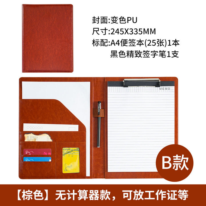 A 4 Multi-Function Leather Portfolio Folder – Business Manager Binder with Calculator