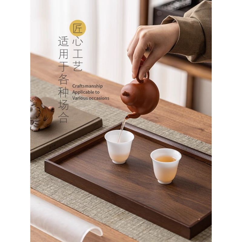 家用木质茶水杯餐盘放茶杯茶具收纳盘围炉煮茶竹制长方形托盘茶盘