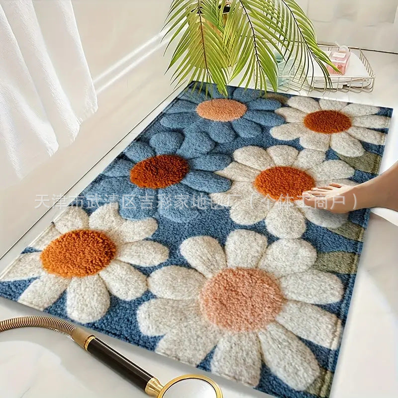 Living Room Floral Non Slip Floor Mat Entryway Entryway Stain Resistant Floor Mat