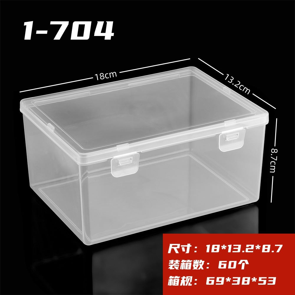 小型透明收纳盒塑料带盖翻盖杂物卡片印章整理储物方形有盖小盒子