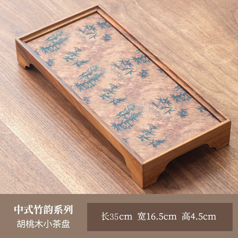 禾事北美胡桃木茶盘干泡台高档实木壶承带防水茶席茶垫复古茶盘