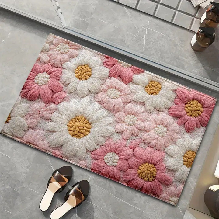 Living Room Floral Non Slip Floor Mat Entryway Entryway Stain Resistant Floor Mat
