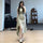 Slim Fit Solid Color Midi Dress – Irregular Slit Short Sleeve Commuter Dress