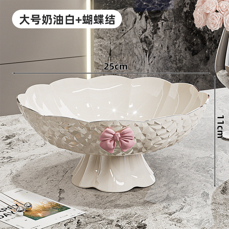 Luxury Fruit Plate with Bow Detail - High-End Living Room Decor & Candy Tray