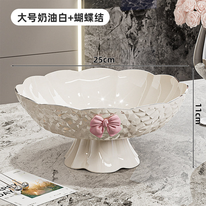 Luxury Fruit Plate with Bow Detail - High-End Living Room Decor & Candy Tray