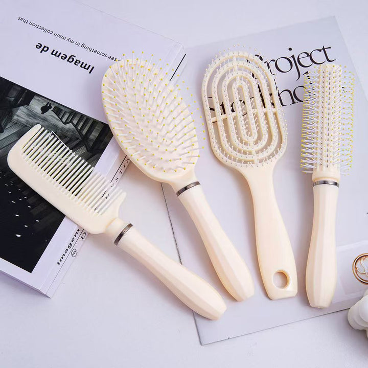 Creamy Fluffy __NS 98__ Cushion Paddle Brush – Round Barrel Hair Comb for Women