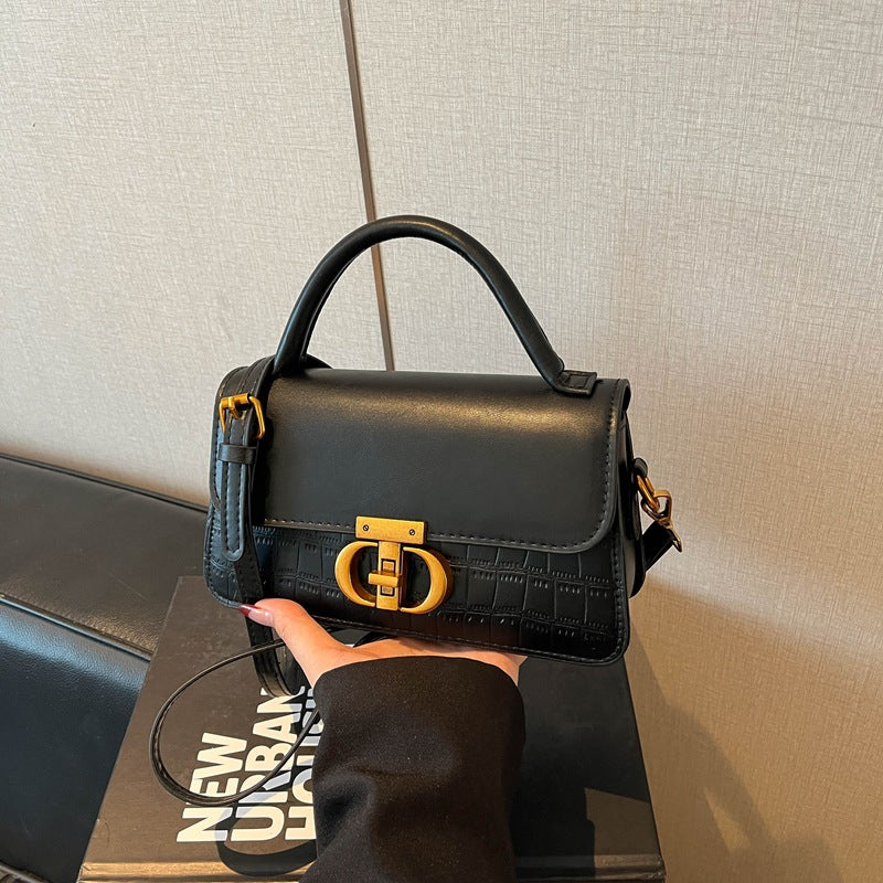 Texture Women's Fashion Elegant Light Luxury Large Capacity Vintage Shoulder Crossbody Small Square Bag