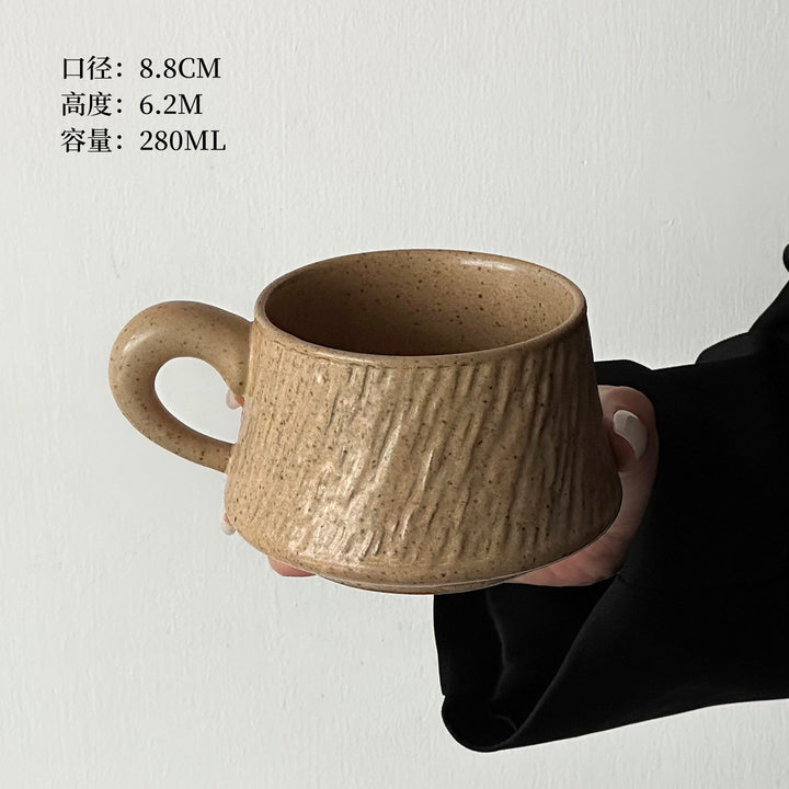 石纹陶瓷杯拉花杯子拿铁咖啡杯碟套装泽田杯马克杯高级感束腰杯