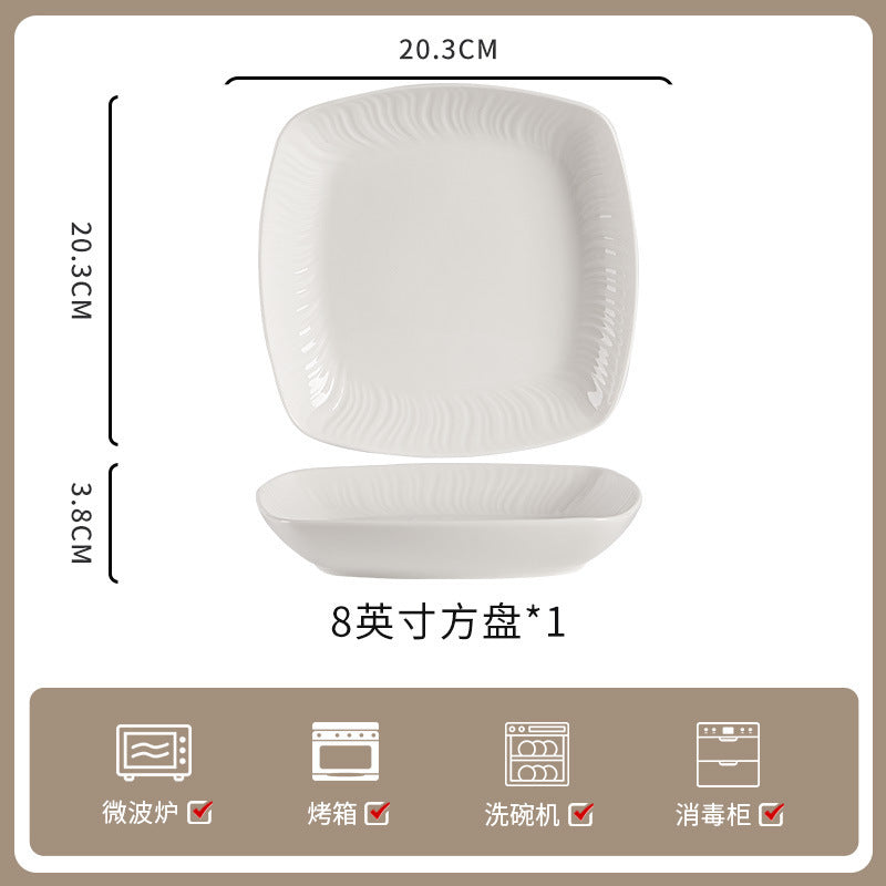 家用纯白釉下彩陶瓷餐具高级感米饭碗碗碟套装饭碗面碗汤碗组合