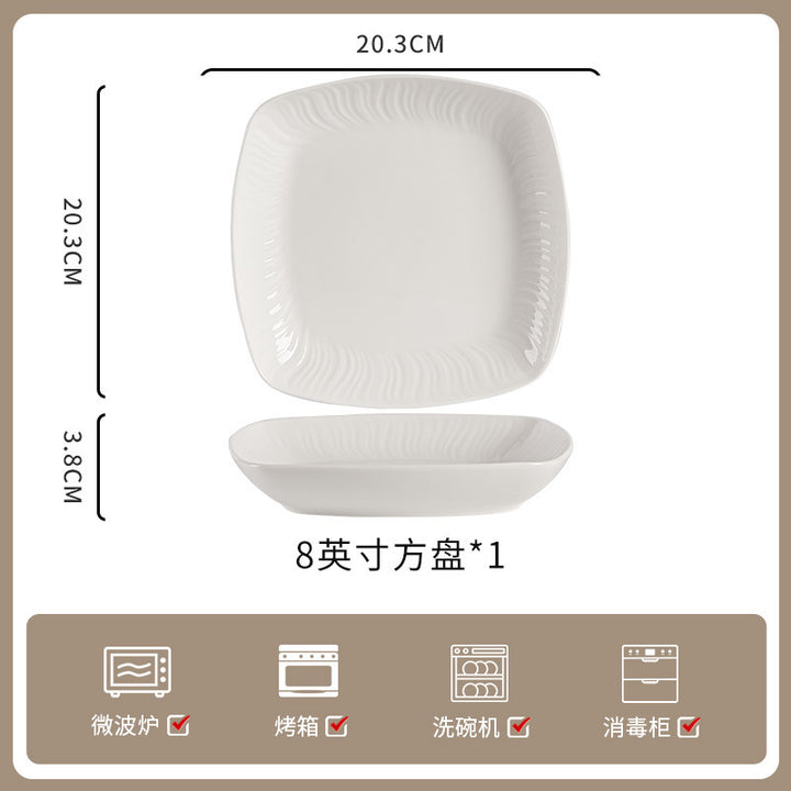 家用纯白釉下彩陶瓷餐具高级感米饭碗碗碟套装饭碗面碗汤碗组合