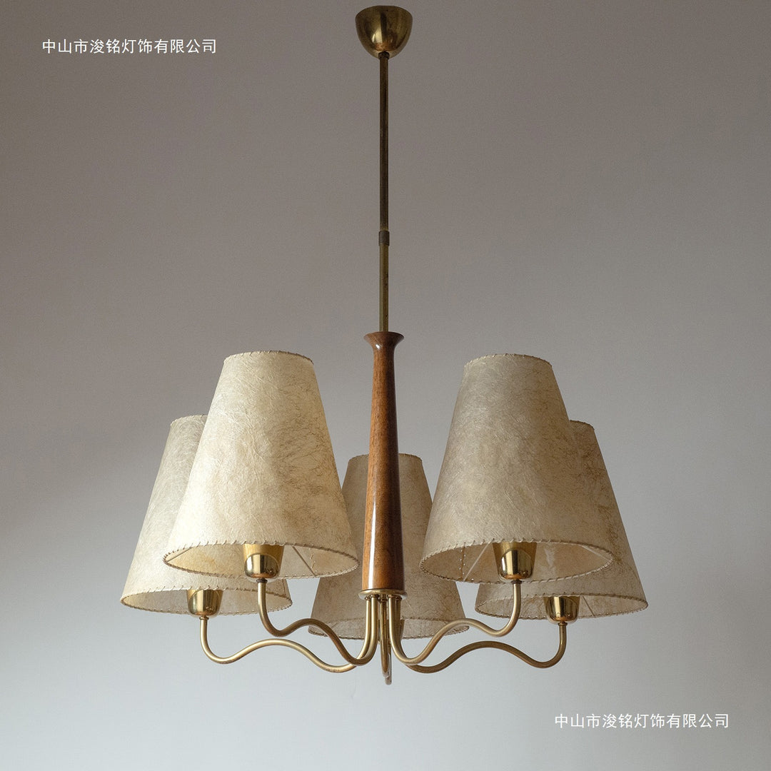 中古世纪古董西洋吊灯卧室复古灯羊皮纸木老钱风餐厅客厅主灯