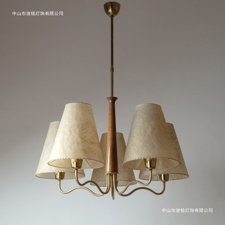 中古世纪古董西洋吊灯卧室复古灯羊皮纸木老钱风餐厅客厅主灯