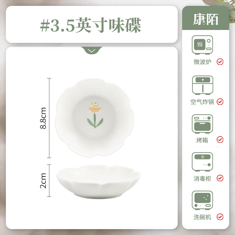 Premium Design Embossed Small Cute Ceramic Bowl Japanese Style Thickened Bowl Chopsticks Home Wholesale