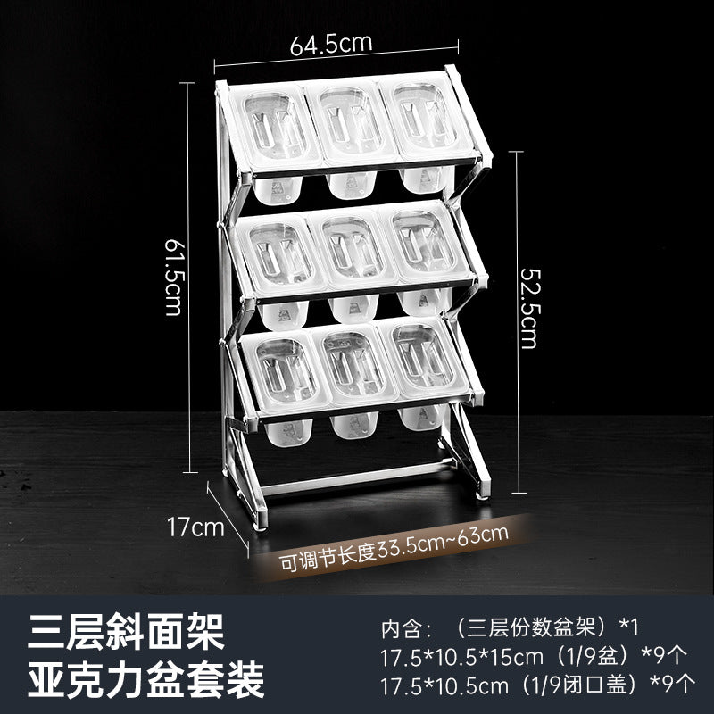 不锈钢份数盆架果酱盒奶茶店奶茶小料调料盒分数盒子架子商用