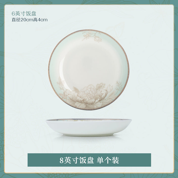 碗碟套装家用景德镇中式轻奢乔迁送礼陶瓷碗盘景德镇骨瓷餐具定制