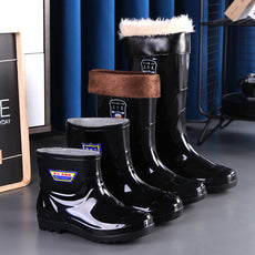 Men's Waterproof Anti-Slip Rain Boots – Thickened Fleece-Lined Work Safety Boots