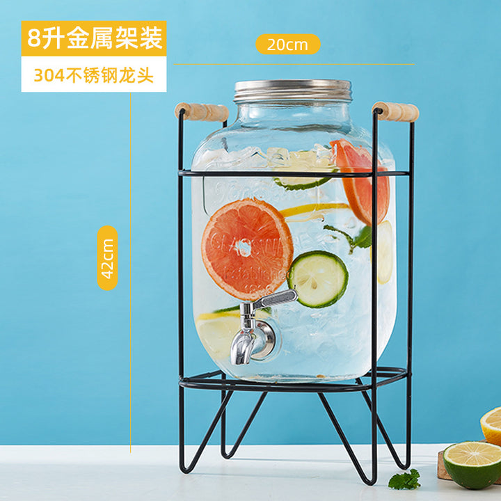 网红可乐酒炮 玻璃果汁鼎果汁罐 大容量饮料桶梅森罐酿酒瓶酵素桶
