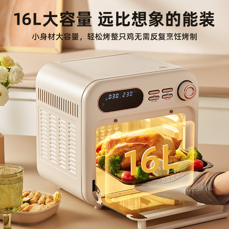 小贝猪电烤箱家用16升大容量多功能空气炸锅烤箱二合一礼品批发