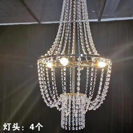婚礼堂道具铁艺时尚水晶珠帘吊灯酒店舞台宴会厅布置装饰铁艺吊灯
