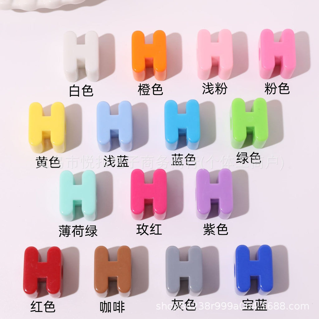 孔6mm亚克力英文字母珠马卡龙多巴胺手工串珠直孔散珠DIY包包挂件