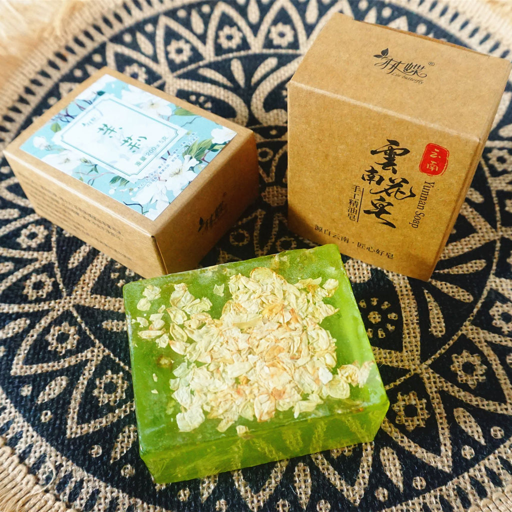 200g云南手工皂牛皮盒玫瑰精油皂洁面皂鲜花皂洗脸皂景区