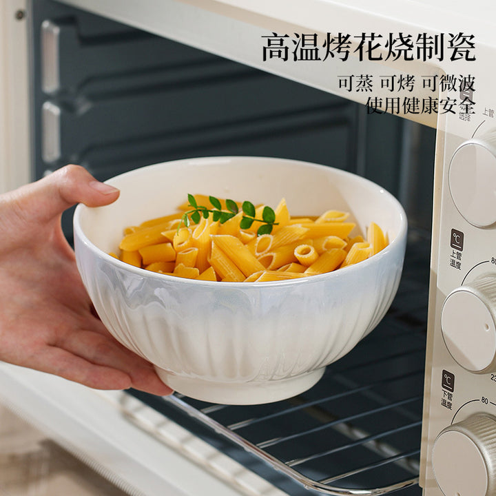 洛可可渐变蓝餐具套装汤碗饭碗简约高温烤花陶瓷碗家用碗碟套装