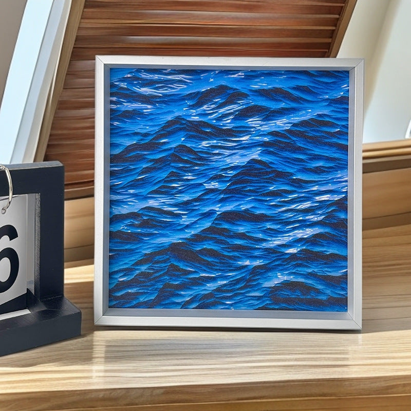 《掌心海》侘寂风海浪客厅装饰画蓝色卧室玄关平面喷绘背景墙挂画