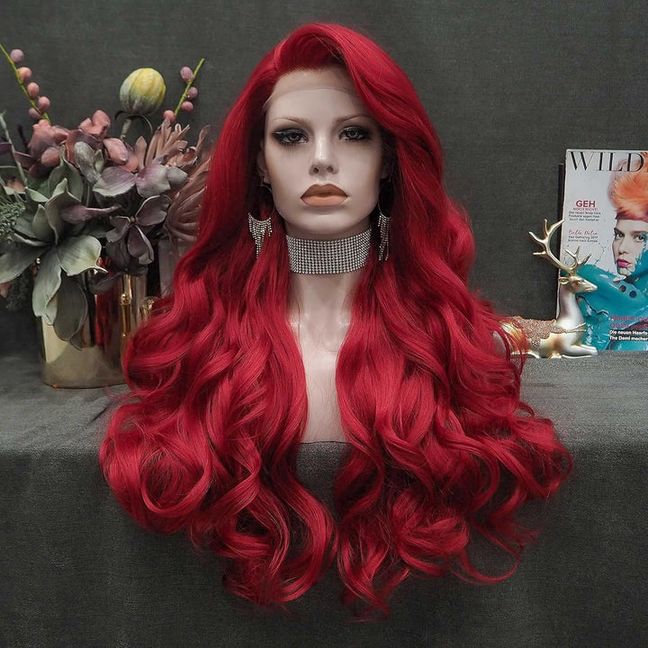 新款前蕾丝假发头套橘色长卷发波浪human hair lace wig 工厂代发