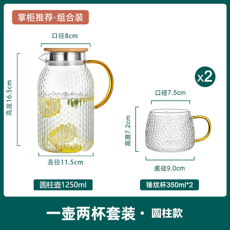 冷水壶玻璃耐高温家用大容量水壶白开水壶冰箱装水扎壶茶壶套装