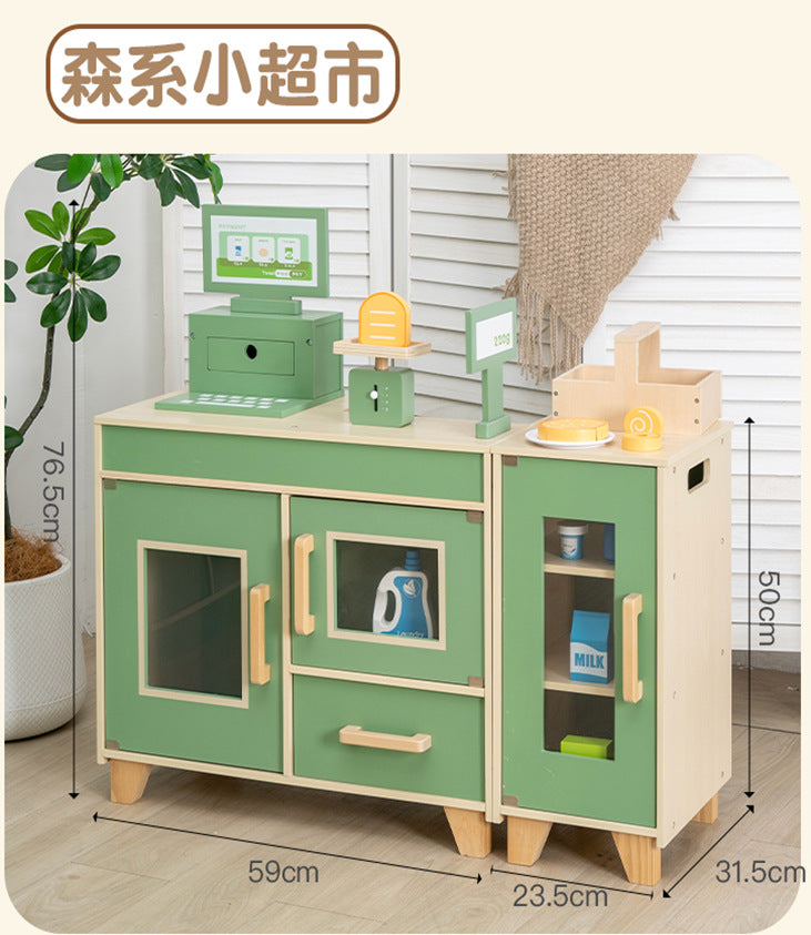 丹麦儿童过家家岁6厨房煮饭玩具仿真声光冰箱套装模拟做饭木灶台