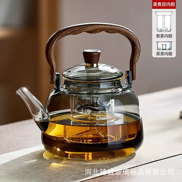 加厚耐热玻璃提梁壶现代简约耐高温大容量蒸煮茶壶电陶炉专用壶