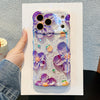 适用iphone17pro手机壳ins蓝光波浪油画花朵个性苹果16防摔保护套