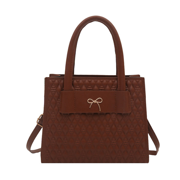 Textured Diamond Pattern PU Single Shoulder Bag – Women's Retro Handbag