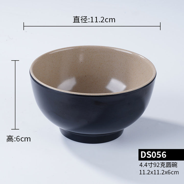 A5密胺小碗双色食堂餐具商用饭店餐饮米饭碗塑料小汤碗火锅蘸料碗