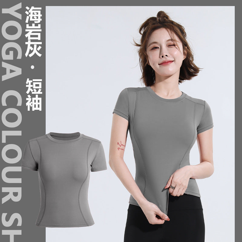 Spring Summer Slim Fit Sports Short Sleeve T Shirt Top Women Fitness Short Sleeve Moisture Wicking
