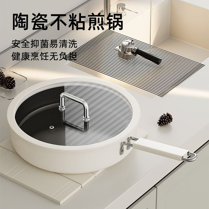 新款平底锅煎锅家用陶瓷0氟不粘锅牛排煎锅炉灶通用陶瓷煎锅炒锅