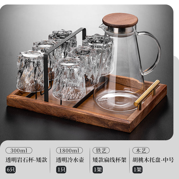 家用水杯套装复古浮雕冰川玻璃杯子水杯高级感茶水杯啤酒杯子
