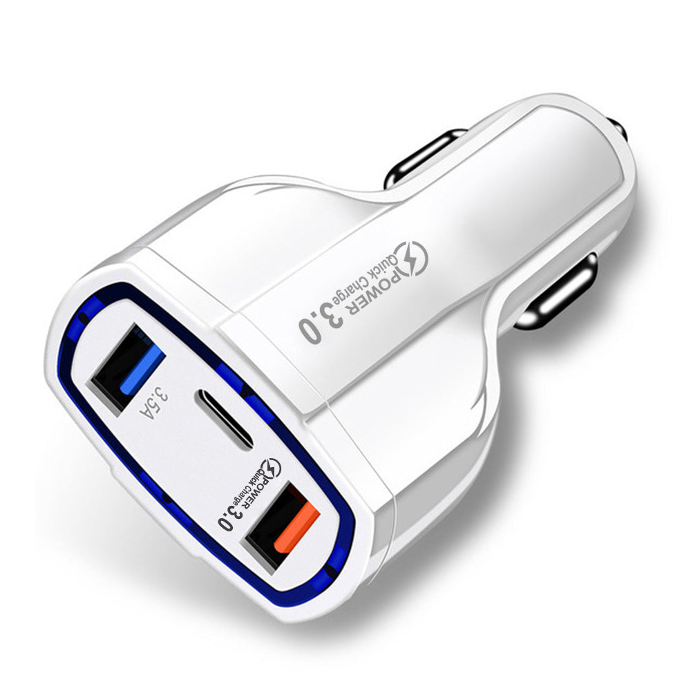 7 A Triple USB QC 3.0 Fast Car Charger - 3-Port Quick Charge Vehicle Charger