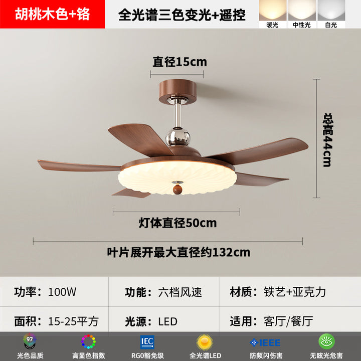 中古风扇灯高级感餐厅吊扇灯法式客厅电扇灯复古南洋风饭厅卧室灯