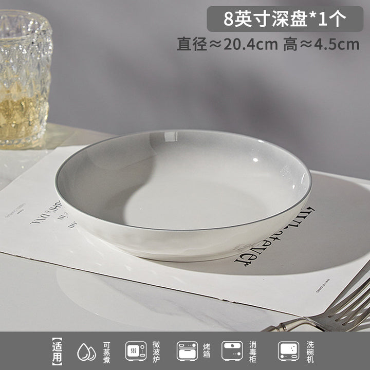 釉下彩新款石纹浅灰高级感陶瓷碗碟套装简约家用饭碗盘子勺子
